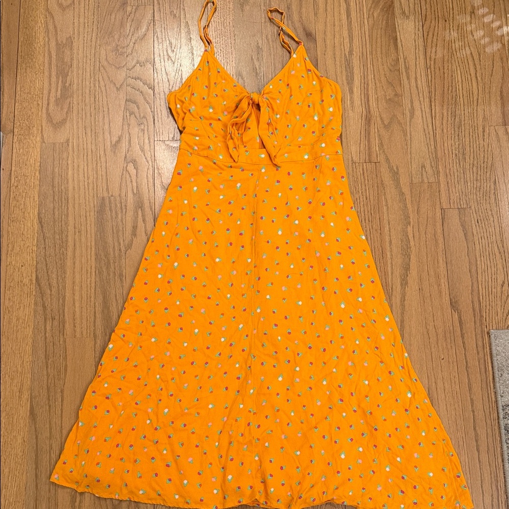 BP Gold Floral Midi Dress